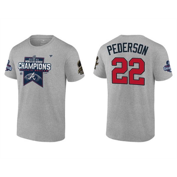 Joc Pederson Atlanta Braves Gray 2021 World Series Champions Locker Room T-Shirt