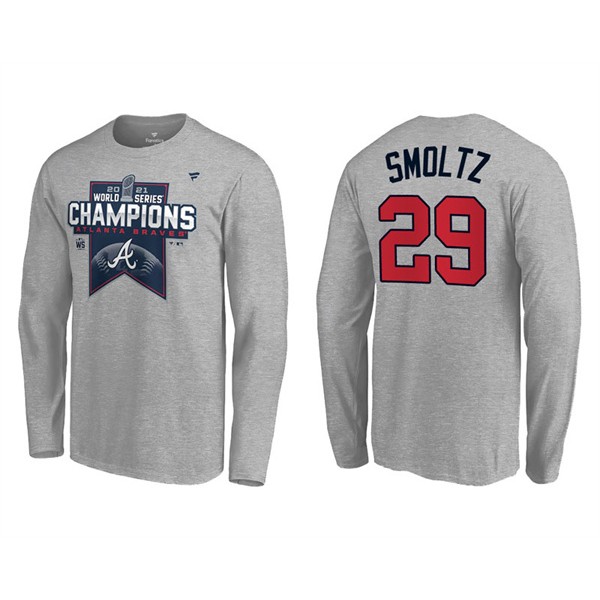 John Smoltz Atlanta Braves Gray 2021 World Series Champions Locker Room Long Sleeve T-Shirt