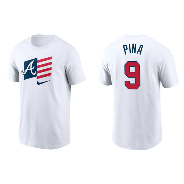 Manny Pina Atlanta Braves White Americana Flag T-Shirt
