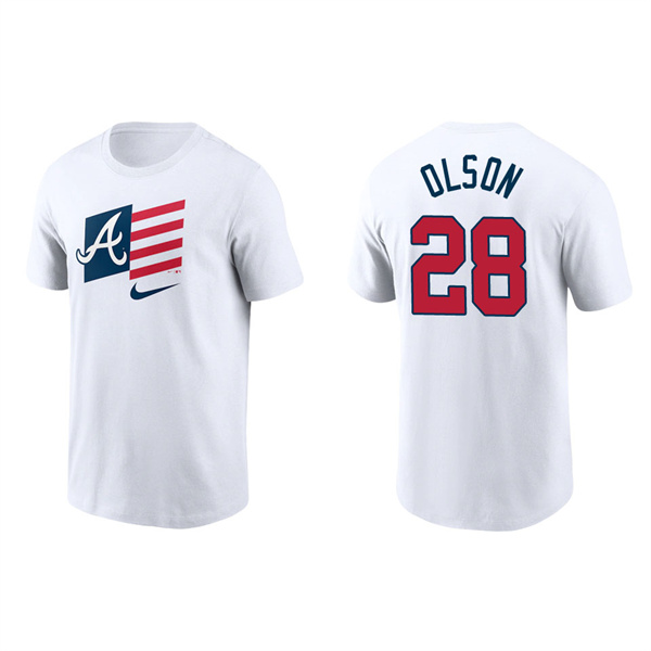 Matt Olson Atlanta Braves White Americana Flag T-Shirt