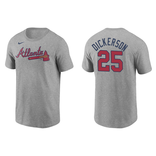 Men's Atlanta Braves Alex Dickerson Gray Name & Number Nike T-Shirt