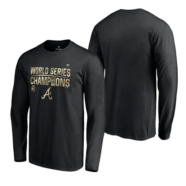 Men's Atlanta Braves Black 2021 World Series Champions Parade Long Sleeve T-Shirt