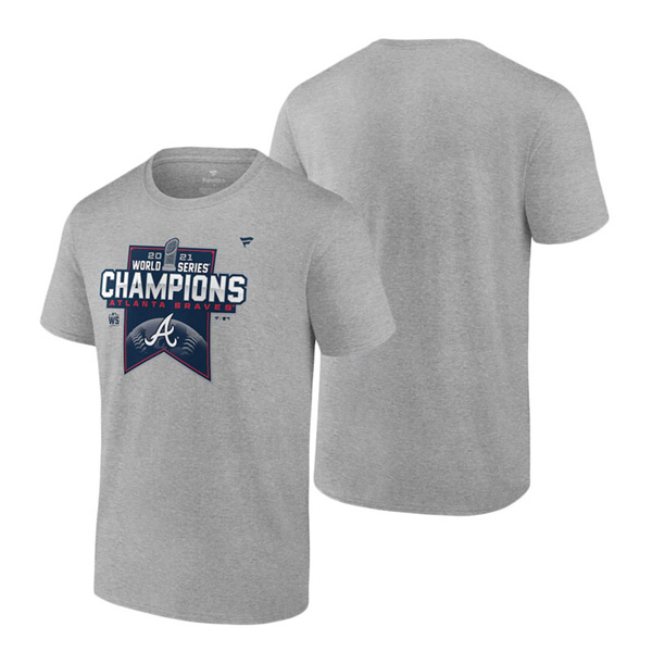 Men's Atlanta Braves Heathered Gray 2021 World Series Champions Locker Room Big & Tall T-Shirt