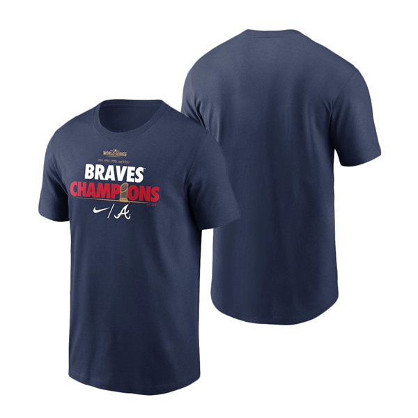 Men's Atlanta Braves Navy 2021 World Series Champions Celebration T-Shirt