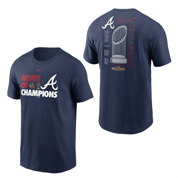 Men's Atlanta Braves Navy 2021 World Series Champions Just Roster T-Shirt