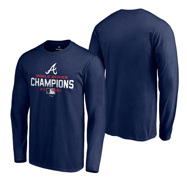 Men's Atlanta Braves Navy 2021 World Series Champions Long Sleeve T-Shirt