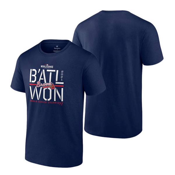 Men's Atlanta Braves Navy 2021 World Series Champions Steal T-Shirt