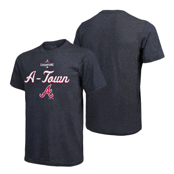 Men's Atlanta Braves Navy 2021 World Series Champions Team Saying Tri-Blend T-Shirt