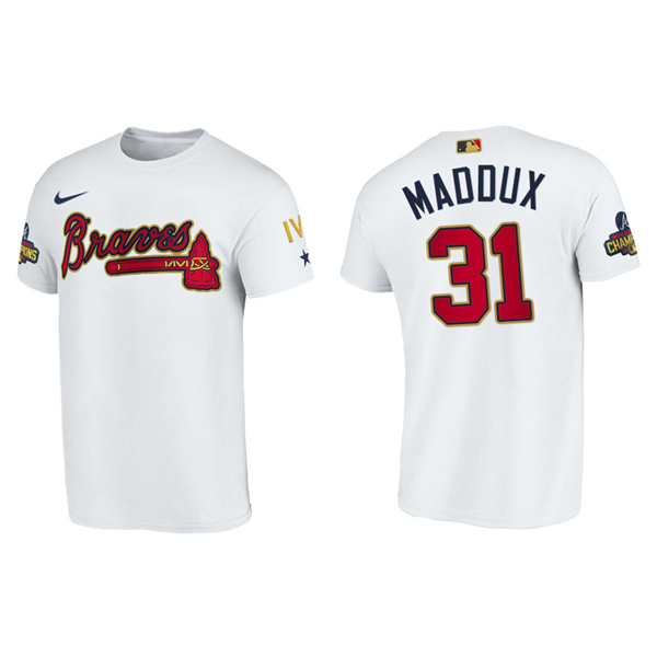 Men's Atlanta Braves Greg Maddux White 2022 Gold Program T-Shirt