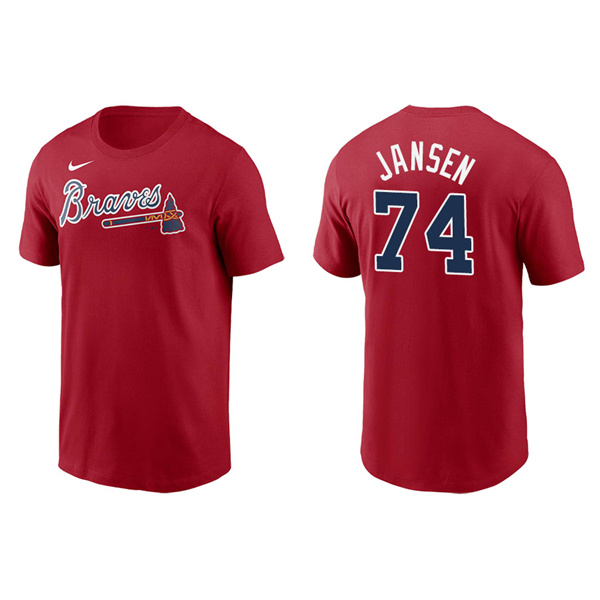 Men's Atlanta Braves Kenley Jansen Red Name & Number Nike T-Shirt
