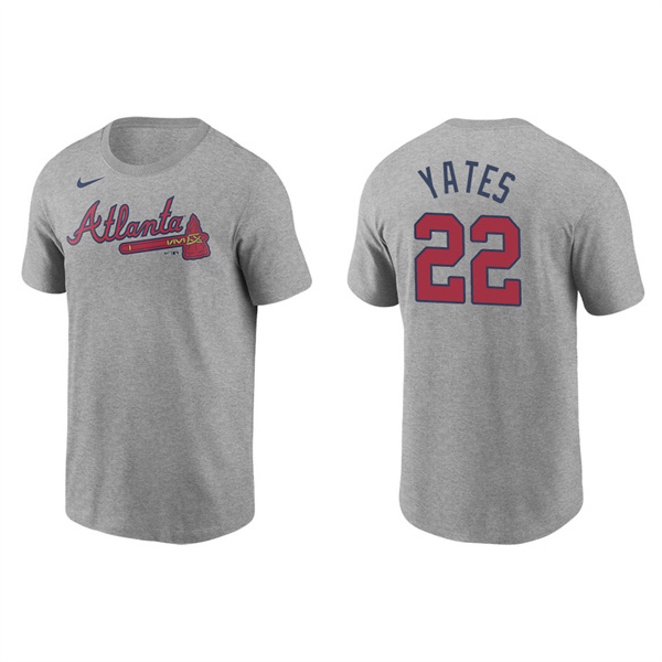 Men's Atlanta Braves Kirby Yates Gray Name & Number Nike T-Shirt