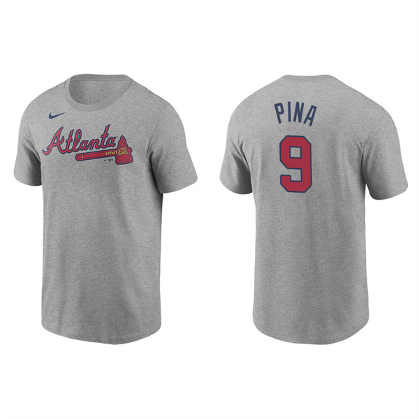 Men's Atlanta Braves Manny Pina Gray Name & Number Nike T-Shirt