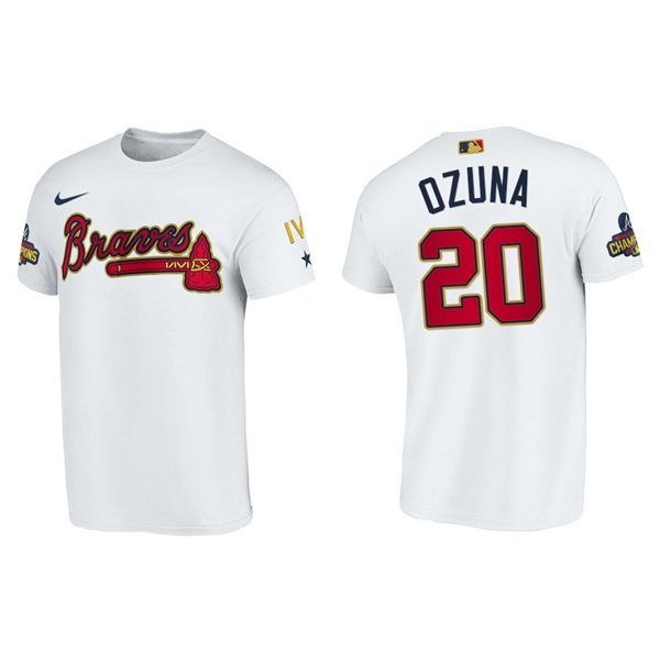 Men's Atlanta Braves Marcell Ozuna White 2022 Gold Program T-Shirt