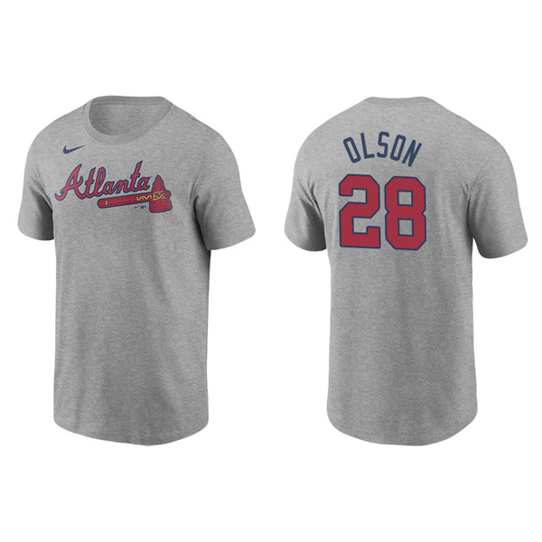Men's Atlanta Braves Matt Olson Gray Name & Number Nike T-Shirt