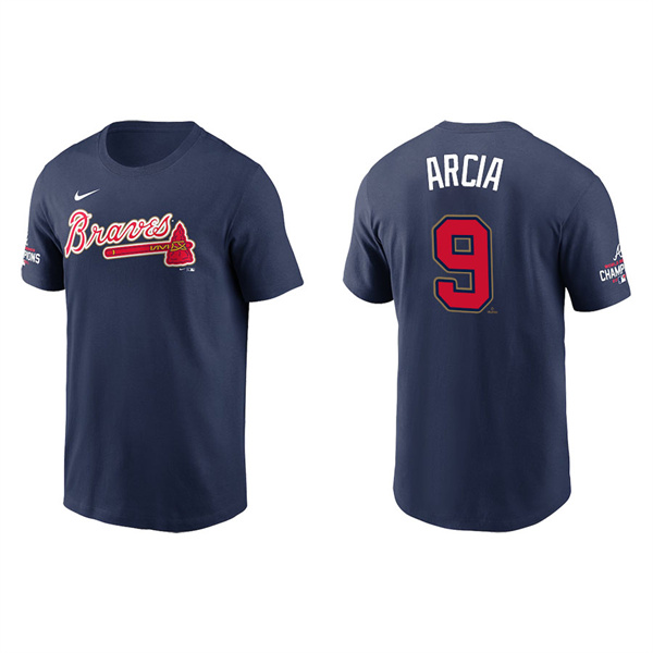 Men's Atlanta Braves Orlando Arcia Navy 2022 Gold Program T-Shirt