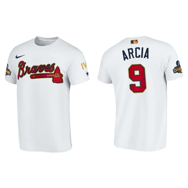 Men's Atlanta Braves Orlando Arcia White 2022 Gold Program T-Shirt