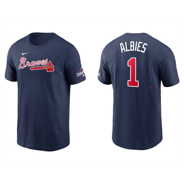 Ozzie Albies Atlanta Braves Navy 2021 World Series Champions T-Shirt