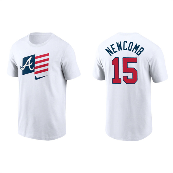 Sean Newcomb Atlanta Braves White Americana Flag T-Shirt