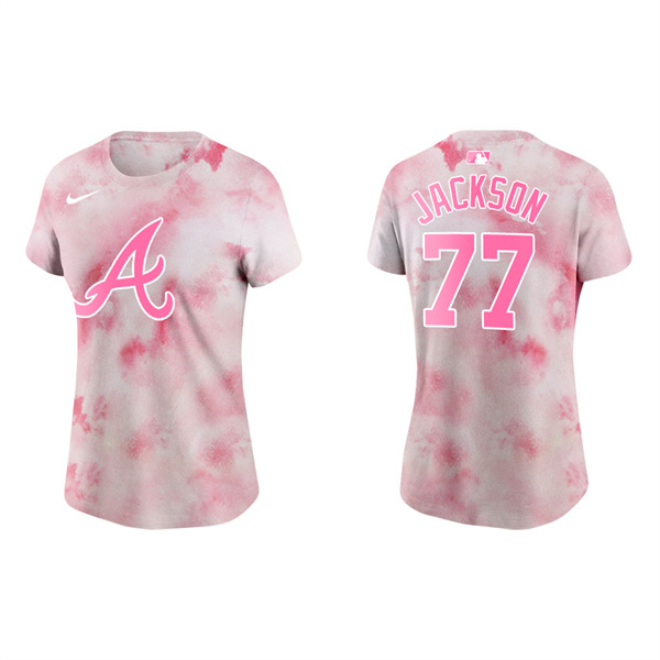 Women's Atlanta Braves Luke Jackson Pink 2022 Mother's Day T-Shirt