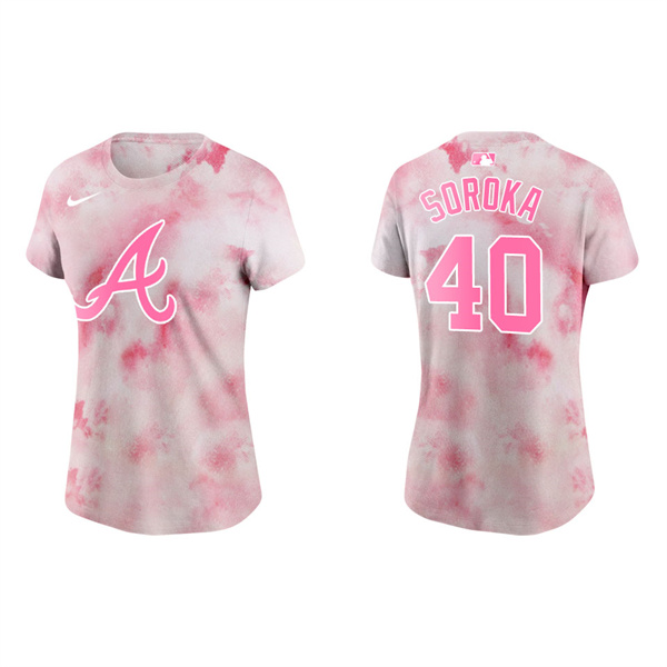 Women's Atlanta Braves Mike Soroka Pink 2022 Mother's Day T-Shirt