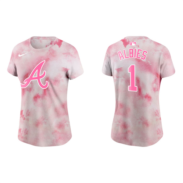 Women's Atlanta Braves Ozzie Albies Pink 2022 Mother's Day T-Shirt