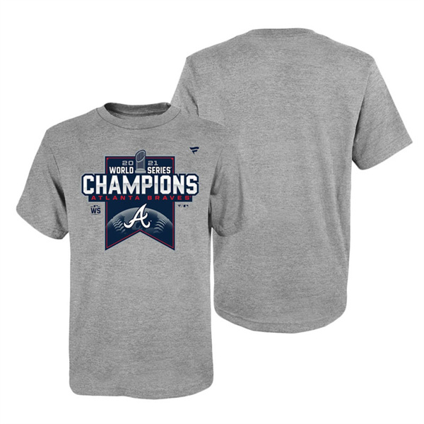 Youth Atlanta Braves Heathered Gray 2021 World Series Champions Locker Room T-Shirt