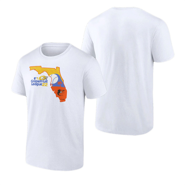 Men's Baltimore Orioles Fanatics Branded White 2022 MLB Spring Training Grapefruit League State Fill T-Shirt
