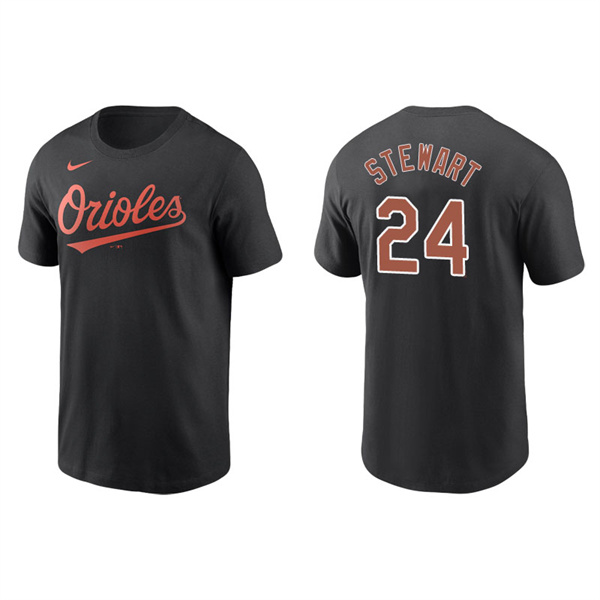Men's Baltimore Orioles DJ Stewart Black Name & Number Nike T-Shirt