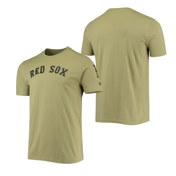 Men's Boston Red Sox New Era Olive Brushed Armed Forces T-Shirt