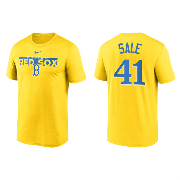 Chris Sale Boston Red Sox 2022 City Connect Legend Performance T-Shirt Yellow