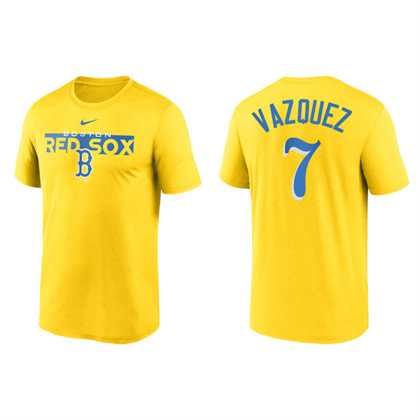 Christian Vazquez Boston Red Sox 2022 City Connect Legend Performance T-Shirt Yellow