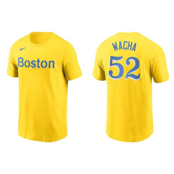 Men's Michael Wacha Boston Red Sox Gold 2021 City Connect Wordmark T-Shirt