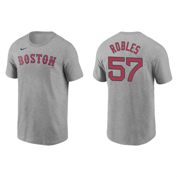 Men's Boston Red Sox Hansel Robles Gray Name & Number Nike T-Shirt