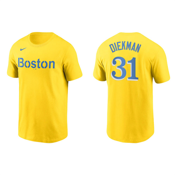 Men's Boston Red Sox Jake Diekman Gold 2021 City Connect Wordmark T-Shirt