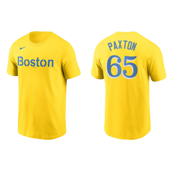 Men's Boston Red Sox James Paxton Gold 2021 City Connect Wordmark T-Shirt