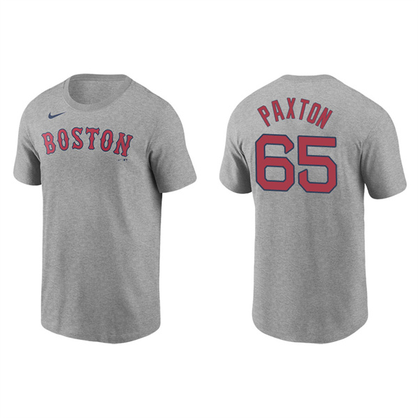 Men's Boston Red Sox James Paxton Gray Name & Number Nike T-Shirt