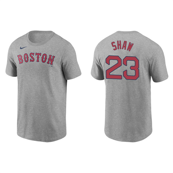 Men's Boston Red Sox Travis Shaw Gray Name & Number Nike T-Shirt