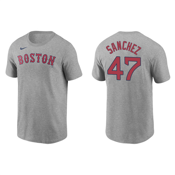 Men's Boston Red Sox Yolmer Sanchez Gray Name & Number Nike T-Shirt