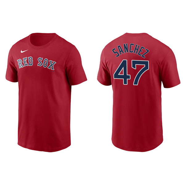 Men's Boston Red Sox Yolmer Sanchez Red Name & Number Nike T-Shirt
