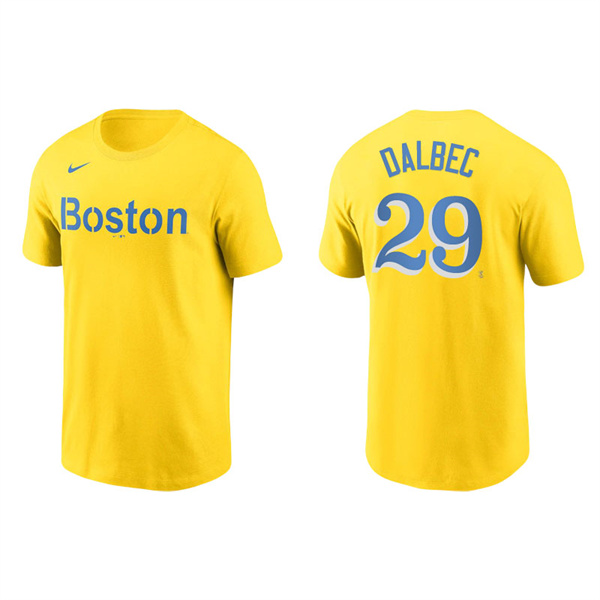 Men's Boston Red Sox Bobby Dalbec Gold 2021 City Connect Wordmark T-Shirt