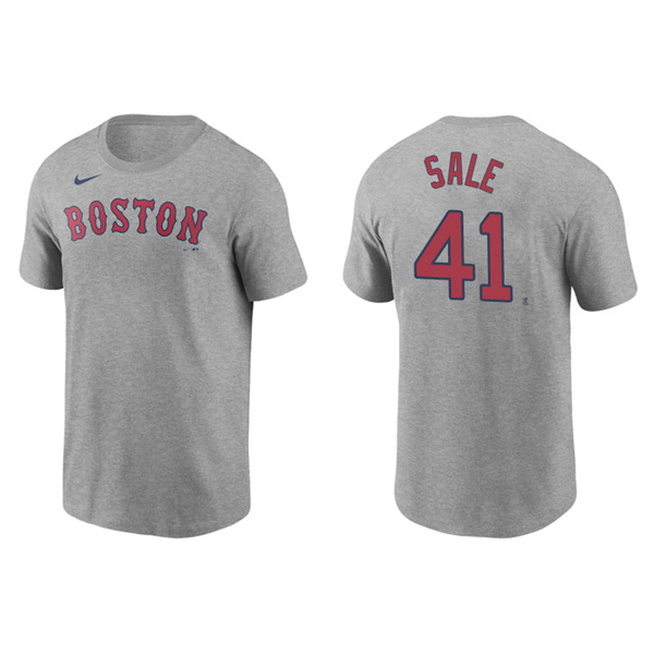 Men's Boston Red Sox Chris Sale Gray Name & Number Nike T-Shirt