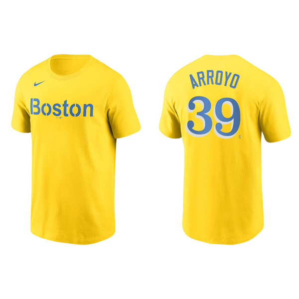 Men's Boston Red Sox Christian Arroyo Gold 2021 City Connect Wordmark T-Shirt