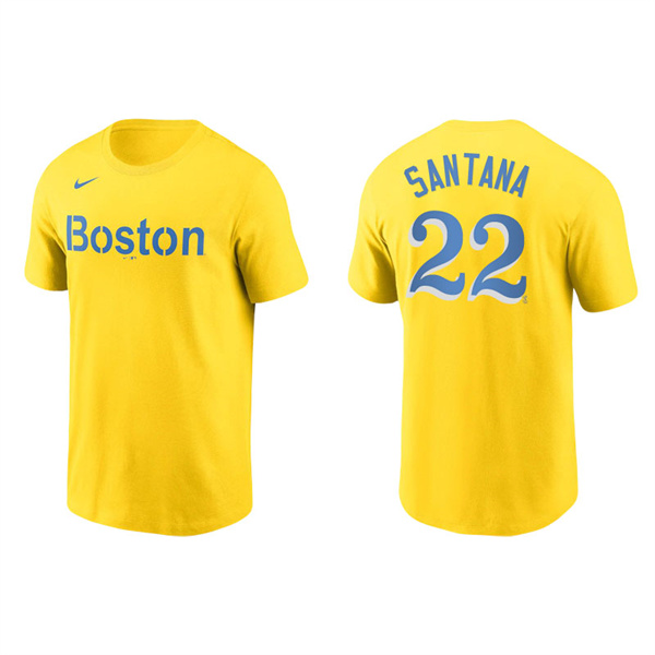 Men's Boston Red Sox Danny Santana Gold 2021 City Connect Wordmark T-Shirt