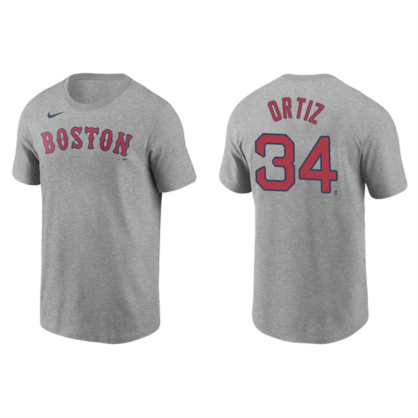 Men's Boston Red Sox David Ortiz Gray Name & Number Nike T-Shirt