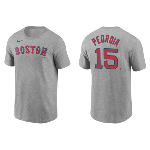 Men's Boston Red Sox Dustin Pedroia Gray Name & Number Nike T-Shirt