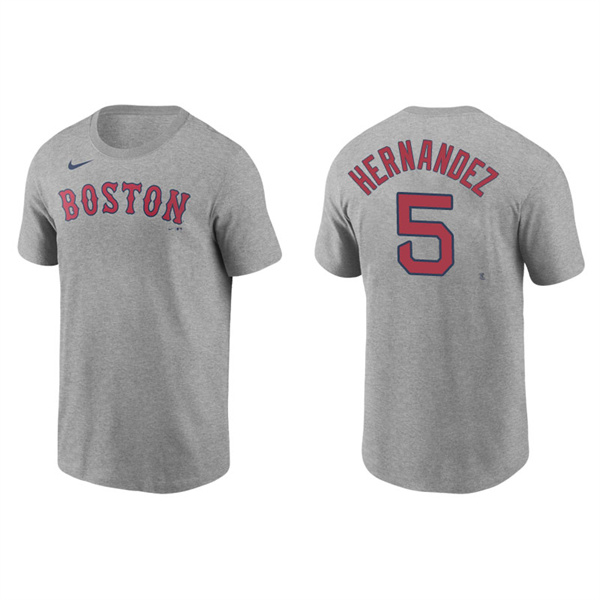 Men's Boston Red Sox Enrique Hernandez Gray Name & Number Nike T-Shirt