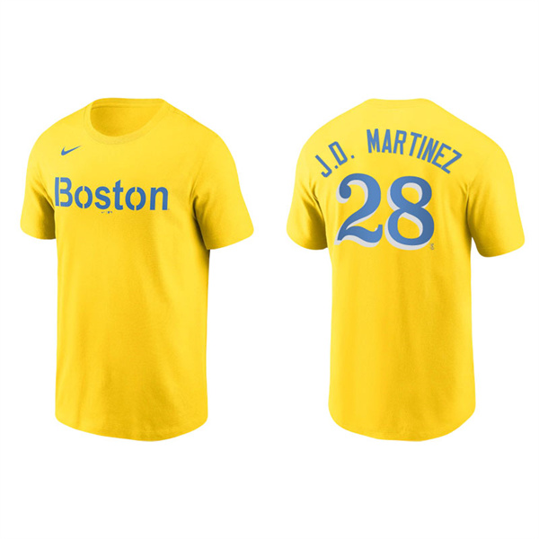 Men's Boston Red Sox J.D. Martinez Gold 2021 City Connect Wordmark T-Shirt