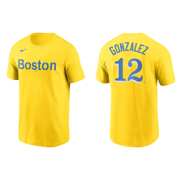 Men's Boston Red Sox Marwin Gonzalez Gold 2021 City Connect Wordmark T-Shirt