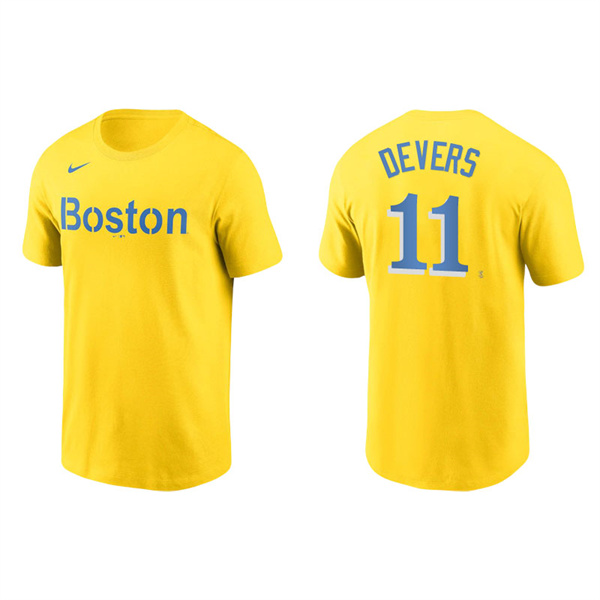 Men's Boston Red Sox Rafael Devers Gold 2021 City Connect Wordmark T-Shirt