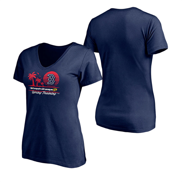 Women's Boston Red Sox Fanatics Branded Navy 2022 MLB Spring Training Grapefruit League Horizon Line V-Neck T-Shirt